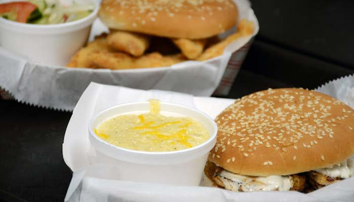 Chicken and fish sandwiches at Scooter's Fish House served at the best seafood restaurant in Navarre Florida